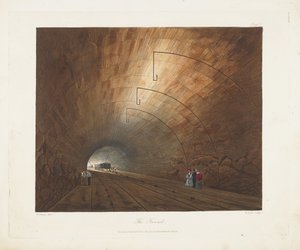 Der Tunnel. Aus Coloured Views on the Liverpool and Manchester Railway, 1831 von Thomas Talbot Bury