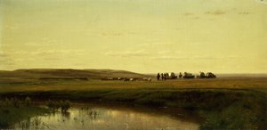 Ein Planwagenzug auf den Ebenen, Platte River von Thomas Worthington Whittredge