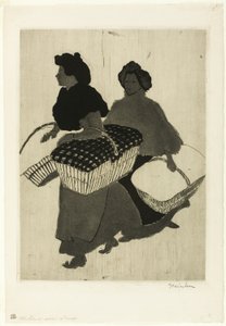Wäscherinnen, die ihre Arbeit zurückbringen von Théophile Alexandre Pierre Steinlen