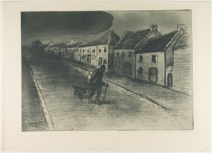 Landstreicher zieht durch ein schlafendes Dorf von Théophile Alexandre Pierre Steinlen