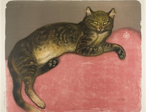 Winter: Katze auf einem Kissen von Théophile Alexandre Pierre Steinlen
