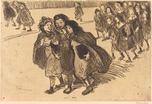 Mädchen kommen aus der Schule