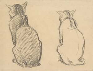 Zwei Studien einer Katze, frühes 20. Jahrhundert von Théophile Alexandre Steinlen