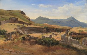 Die Ruinen des antiken Theaters in Tusculum, Italien