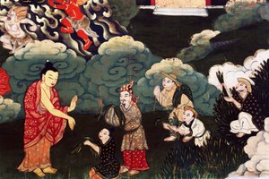 Angebot von Grasbündeln, Szenen aus dem Leben von Buddha Shakyamuni