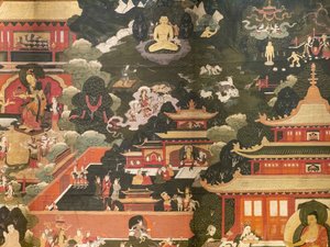 Szenen aus dem Leben des Buddha Shakyamuni von Tibetan School