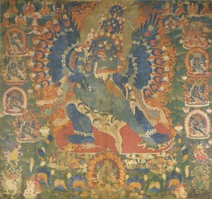 Thangka, das Mahottara Heruka darstellt