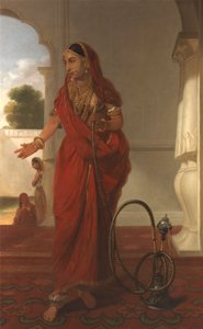 Eine Frau des Hofes in Faizabad, Indien