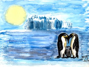 Kaiserpinguin-Familie von Tim Hoinkis