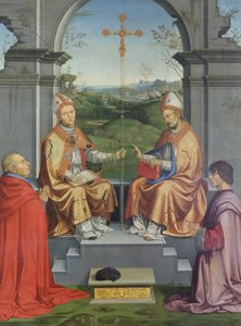 Heilige Thomas Becket und Martin von Tours, verehrt von Bischof Giovanni Pietro Arrivabene und seinem Neffen Giacomo