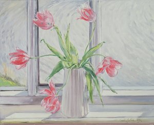 Tulpen gegen fließendes Wasser