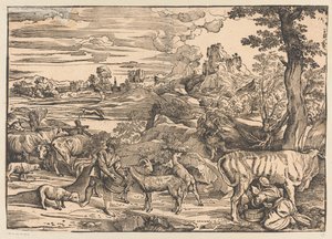 Landschaft mit Milchmädchen