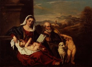 Die Heilige Familie mit dem kleinen Johannes dem Täufer von Titian (c.1488 1576) (after)