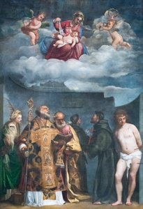 Madonna mit Kind und Heiligen, bekannt als Madonna di San Niccolò dei Frari von Titian (c.1488 1576)