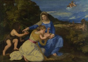 Die Jungfrau und das Kind mit dem jungen Johannes dem Täufer Die Aldobrandini Madonna von Tiziano Vecelli
