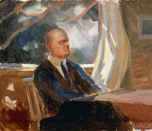 Porträt des finnischen Komponisten und Geigers Jean Sibelius (Hämeenlinna) von Toivo Santeri Salokivi