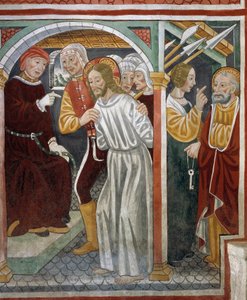 Jesus vor dem Hohepriester, Petrus und Magd