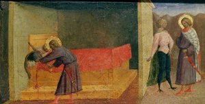 Der heilige Julian der Gastfreundliche tötet seine Mutter und seinen Vater von Tommaso Masolino da Panicale