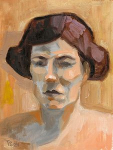 Nachdenkliches Frauenporträt von Tore Bahnson