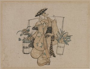 Eine Schönheit, die zwei Eimer Blumen trägt, um 1696-1716