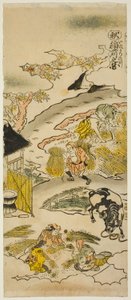 Herbst: Reisernte, Nr. 3 aus der Serie "Die vier Jahreszeiten der Bauern" von Torii Kiyomasu II