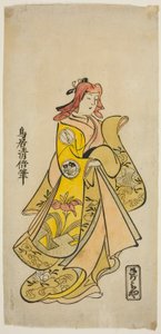 Der Schauspieler Sanjo Kantaro II als Oshichi im Stück "Nanakusa Fukki Soga," aufgeführt im Ichimura Theater im ersten Monat, 1718 von Torii Kiyomasu II