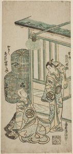 Die Schauspieler Sanogawa Ichimatsu I als Kosoke und Arashi Tominosuke I als Okiku von Torii Kiyomasu II