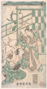 Szene aus dem Drama Hatsu-tori Kuruma Genji von Torii Kiyomasu I
