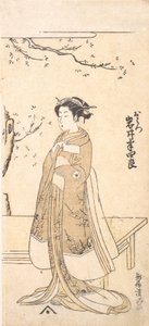 Der vierte Imai Hanshiro in der Rolle O Hatsu in Sakaicho Soga Nendaiki, 2. Monat, 1771