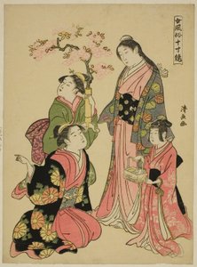 Eine edle junge Dame, aus der Serie "Ein Spiegel der weiblichen Sitten (Onna fuzoku masu kagami)" von Torii Kiyonaga