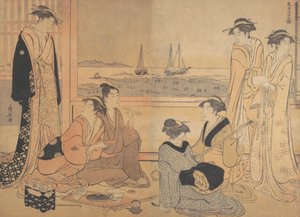 Eine Gruppe von Feiernden in einem Teehaus in Shinagawa, ca. 1783
