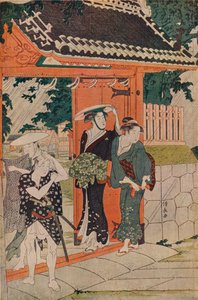 Ein plötzlicher Regenschauer am Mimeguri Inari Schrein, 1787 von Torii Kiyonaga