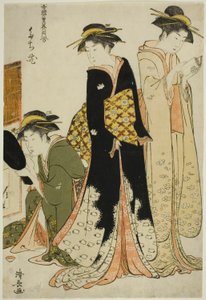 Unterhalter der Tachibana, aus der Serie "Eine Sammlung zeitgenössischer Schönheiten der Vergnügungsviertel" von Torii Kiyonaga