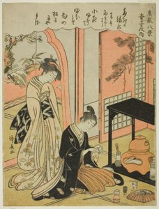 Nachtregen am Teestand, aus der Serie "Acht Szenen des Salons" von Torii Kiyonaga