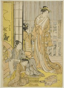 Schneemorgen im Vergnügungsviertel (Seiro yuki no ashita) von Torii Kiyonaga