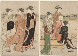 Sommerschimmer am Ufer des Sumida-Flusses von Torii Kiyonaga