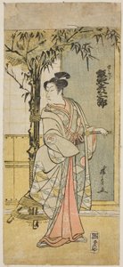 Der Schauspieler Bando Hikosaburo III als Kichisaburo im Stück Junshoku Edo Murasaki, aufgeführt im Ichimura Theater im ersten Monat, 1779 von Torii Kiyonaga