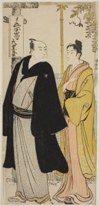 Die Schauspieler Nakamura Nakazo I und Azuma Tozo, aus einer unbetitelten Serie von Drucken, die Schauspieler im Privatleben zeigen von Torii Kiyonaga