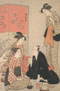 Der Kabuki-Schauspieler Sawamura Sojuro III und Kurtisanen, ca. 1783-84