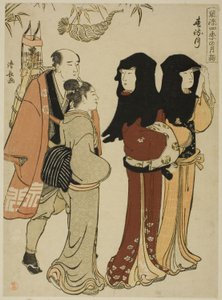 Der zwölfte Monat (Harumachizuki), aus der Serie "Modische monatliche Besuche heiliger Orte in den vier Jahreszeiten (Furyu shiki no tsuki mode)" von Torii Kiyonaga
