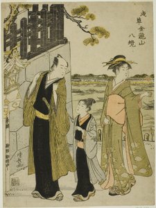 Die Aussicht von der Komagata-Halle, aus der Serie "Acht Bezirke des Kinryuzan-Tempels in Asakusa (Asakusa Kinruzan hakkei)" von Torii Kiyonaga