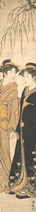 Zwei große junge Frauen Hand in Hand von Torii Kiyonaga