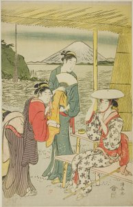 Besucher in Enoshima von Torii Kiyonaga