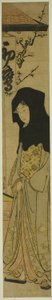Frau mit schwarzer Kapuze vor dem Hatsutaka-Teesalon von Torii Kiyonaga