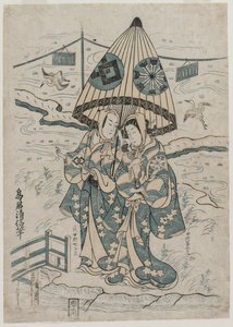 Nakamura Tomijuro und Nakamura Shichisaburo II als die Liebenden Agemaki und Sukeroku, 1753 von Torii Kiyonobu II