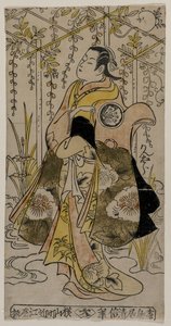 Sanjo Kantaro als junge Frau in einer Glyzinienlaube stehend, ca. frühe oder mittlere 1730er Jahre