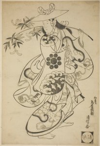 Der Schauspieler Sawamura Kodenji I als Tsuyu no Mae im Stück "Kanto Koroku," aufgeführt im Nakamura-Theater im dritten Monat, 1698 (?)
