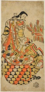 Die Schauspieler Ichikawa Danjuro II und Ichikawa Monnosuke I