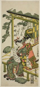 Junges Paar auf einer Veranda von Torii Kiyotsune
