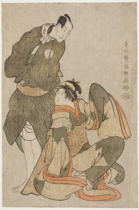 Die Schauspieler Iwai Hanshiro IV (R) als Ohan von Shinanoya und Bando Hikosaburo III (L) als Obiya Choemon von Toshusai Sharaku